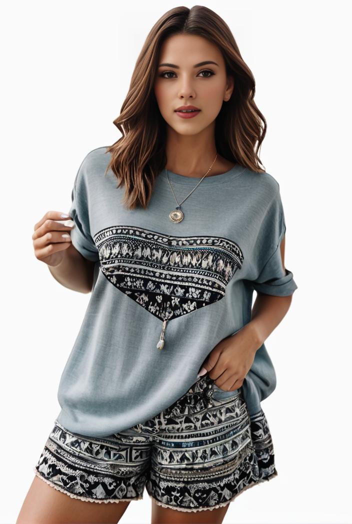 plus size casual pajama two piece set women s plus leopard heart print short sleeve tee shorts pajama 2 piece set 143989