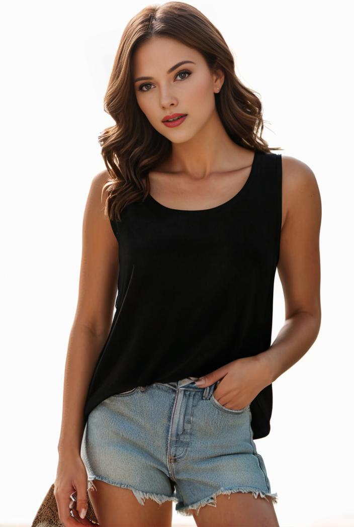 plus size casual tank top women s plus solid square neck pleated medium stretch tank top 144444