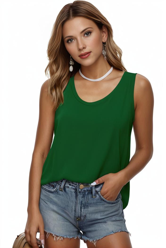 plus size casual tank top women s plus solid square neck pleated medium stretch tank top 144459