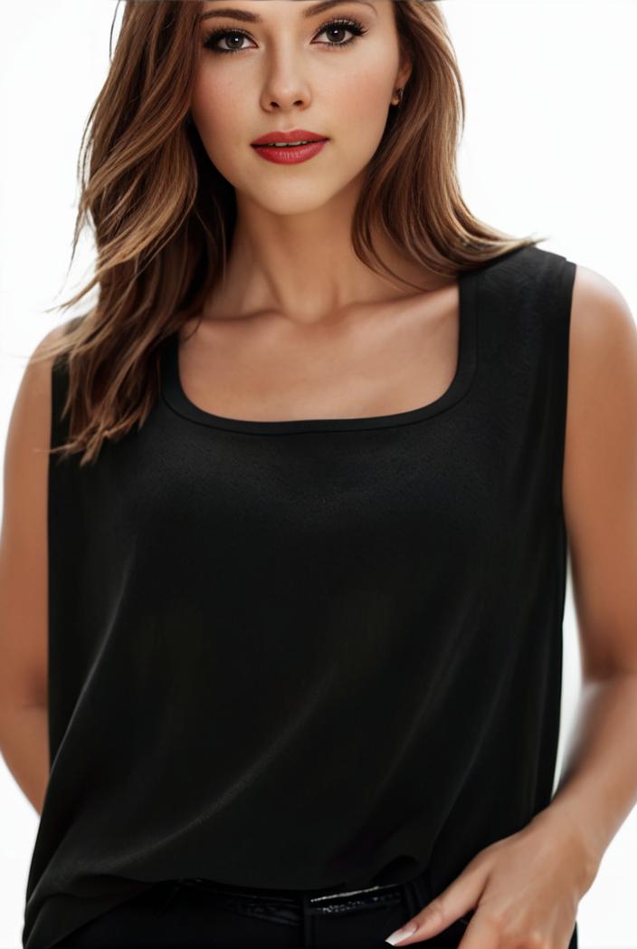 plus size casual tank top women s plus solid square neck slight stretch pleated tank top 144485