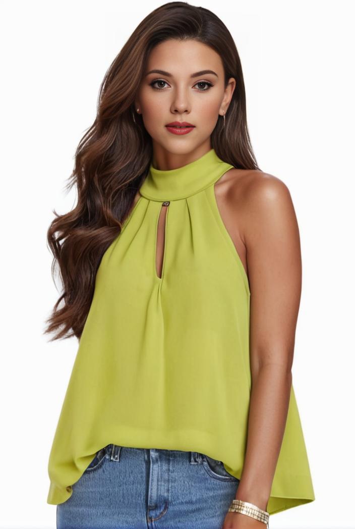 plus size elegant tank top women s plus solid halter neck tie back ruched tank top 145737