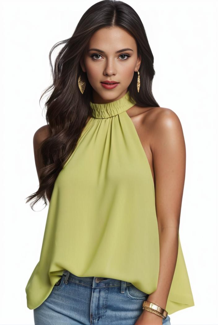 plus size elegant tank top women s plus solid halter neck tie back ruched tank top 145738