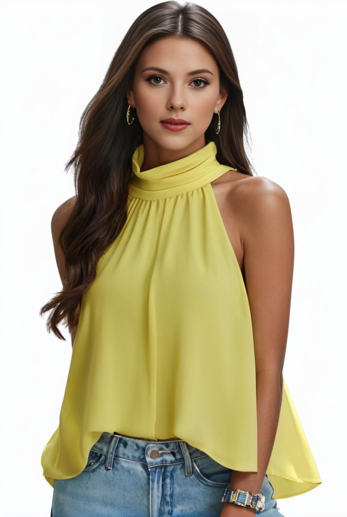 plus size elegant tank top women s plus solid halter neck tie back ruched tank top 145741