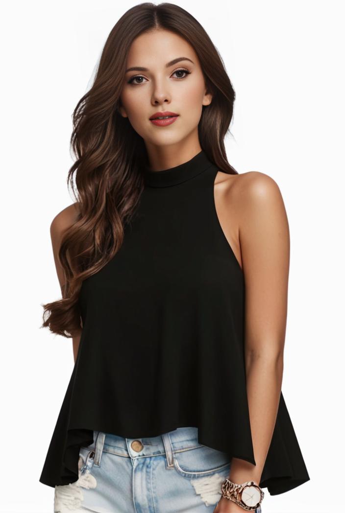 plus size elegant tank top women s plus solid halter neck tie back ruched tank top 145744