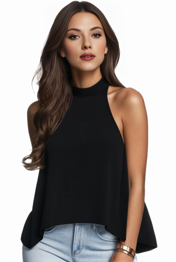 plus size elegant tank top women s plus solid halter neck tie back ruched tank top 145746