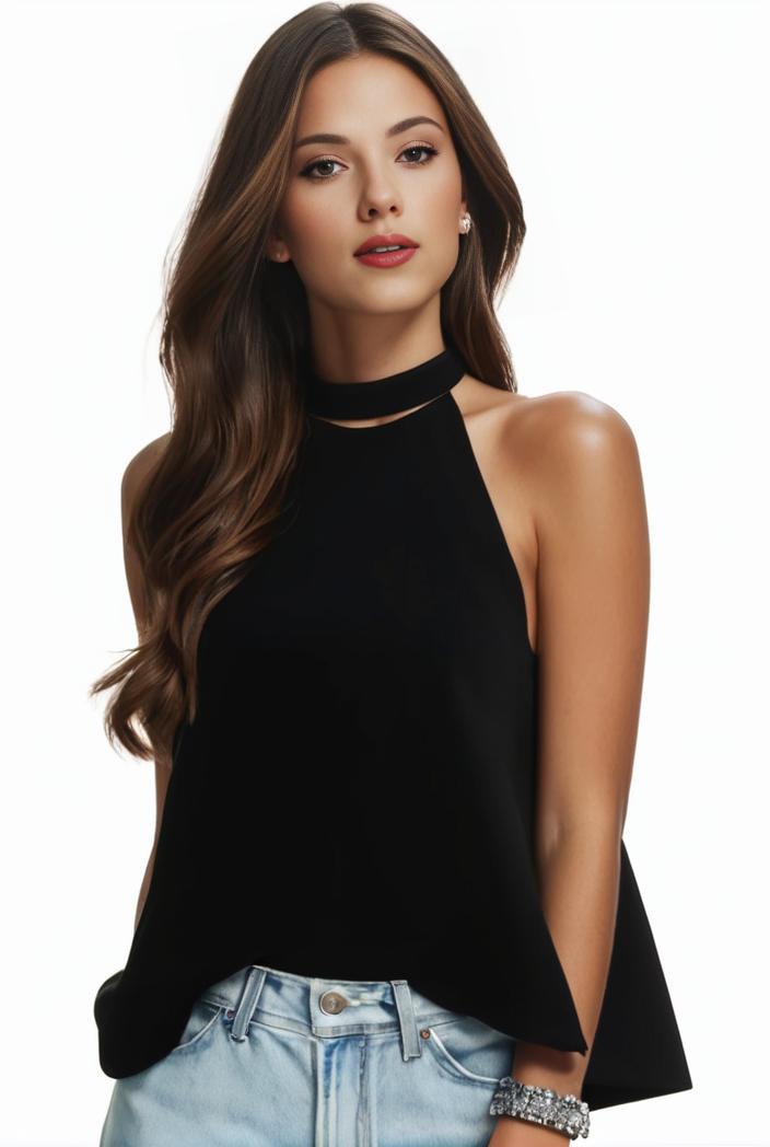 plus size elegant tank top women s plus solid halter neck tie back ruched tank top 145747