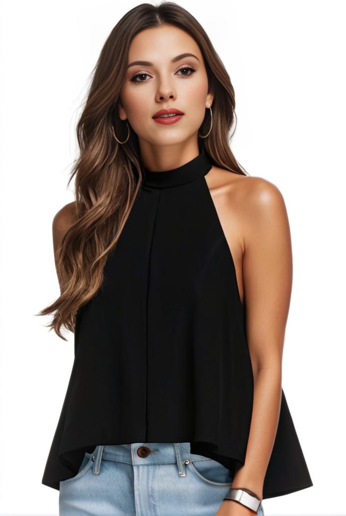 plus size elegant tank top women s plus solid halter neck tie back ruched tank top 145750