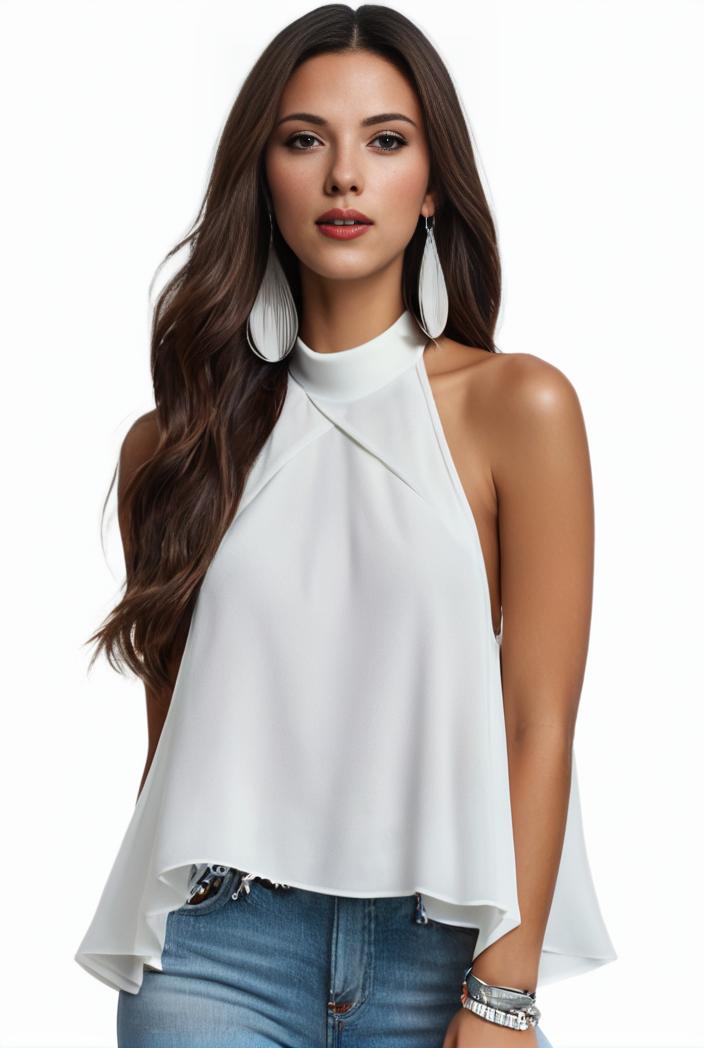 plus size elegant tank top women s plus solid halter neck tie back ruched tank top 145772