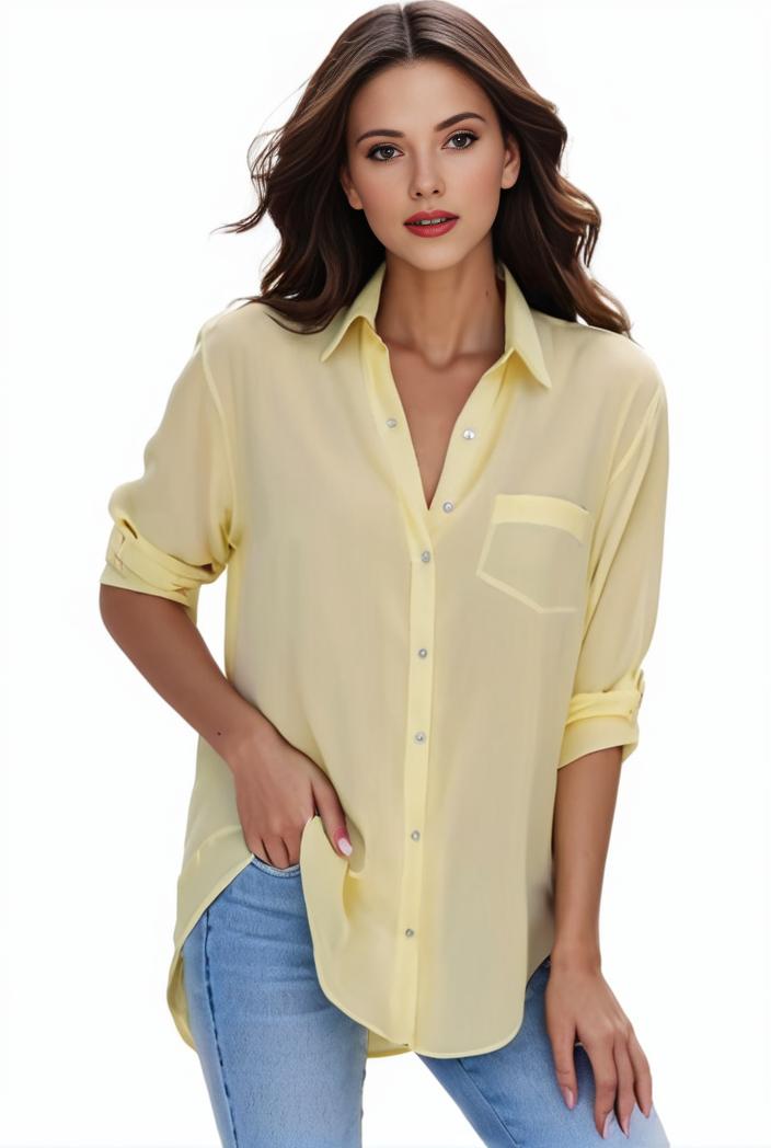 plus size formal shirt women s plus plain long sleeve turn down collar button up workwear shirt 146112