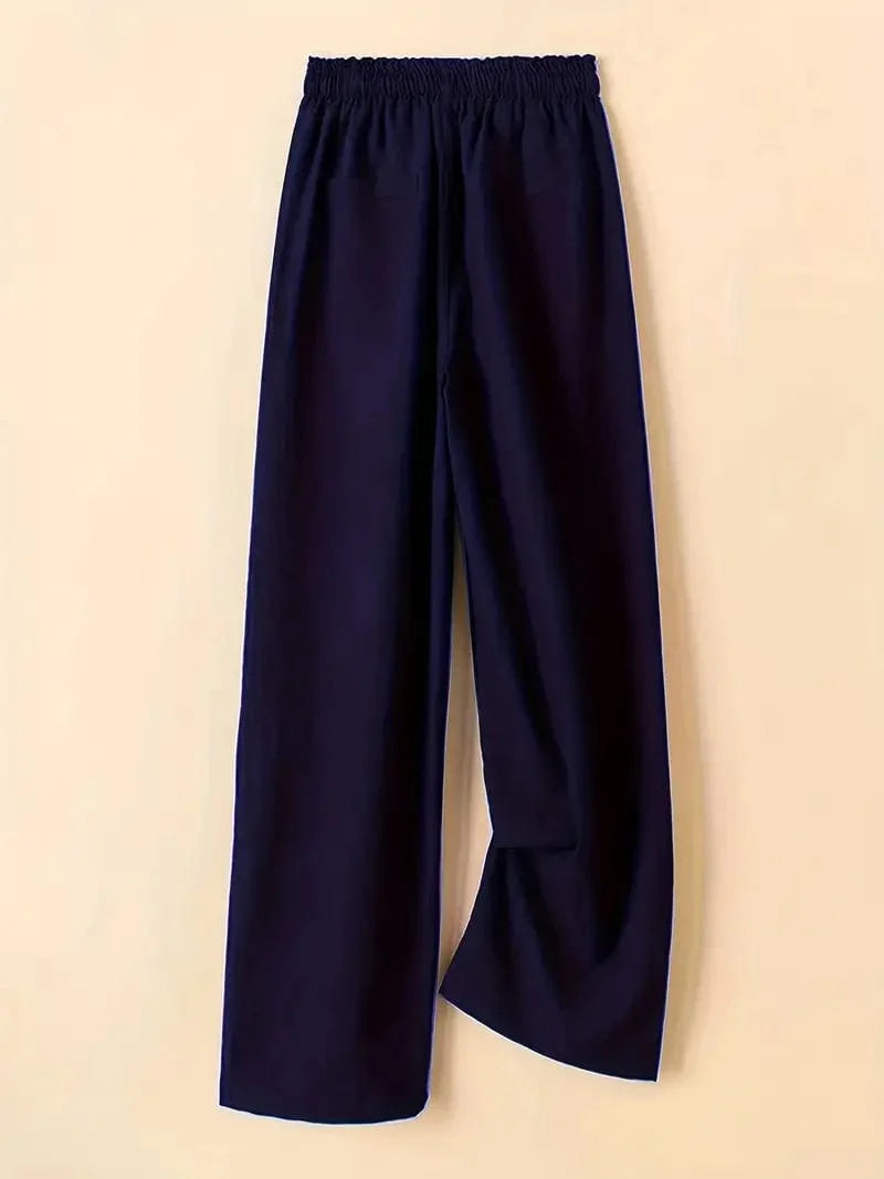 Wide Leg Drawstring Pants, Relaxed Fit Trousers Ideal for Spring & Summer, Women's Apparel