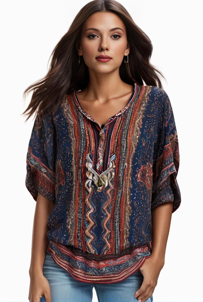 plus size boho top women s plus allover paisley print half sleeve v neck slight stretch top 137531