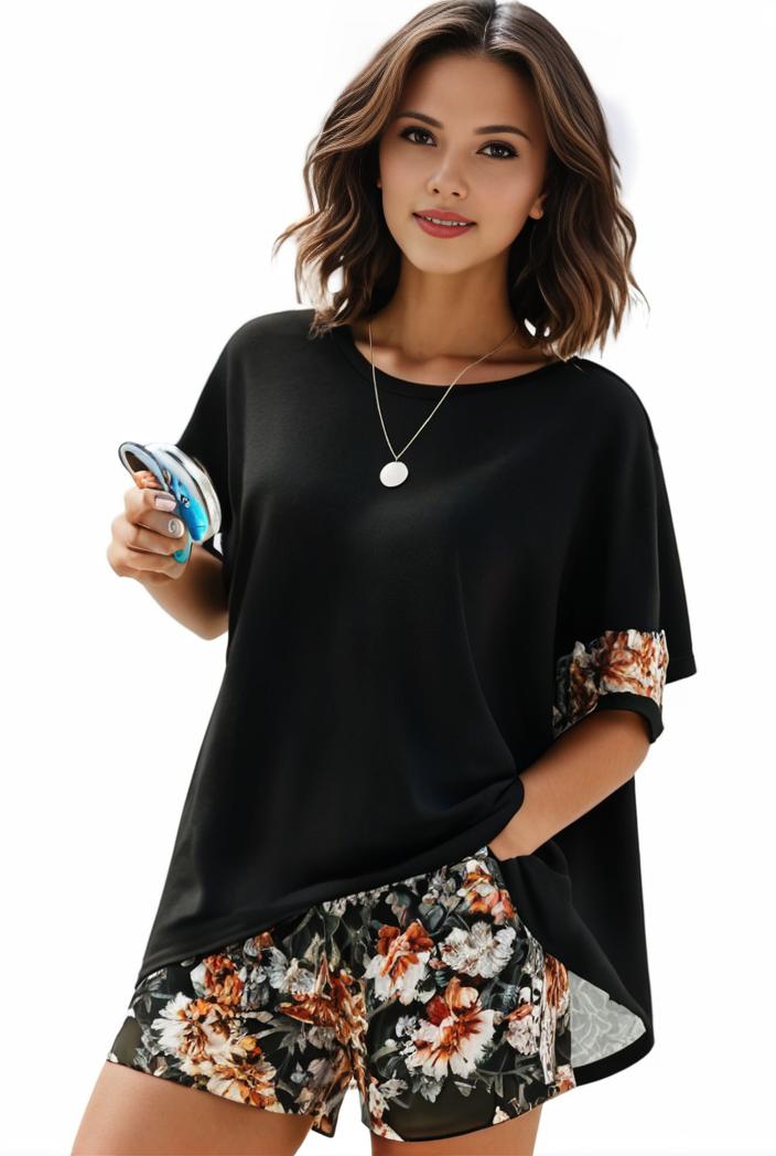 plus size casual pajama two piece set women s plus leopard heart print short sleeve tee shorts pajama 2 piece set 137773