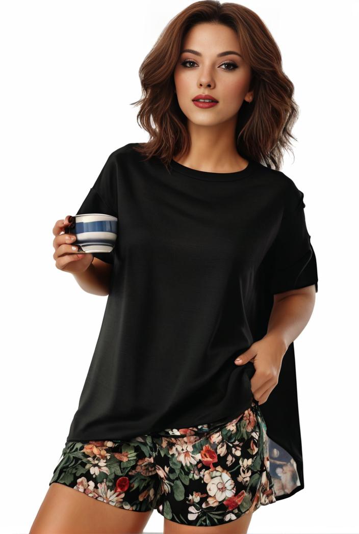 plus size casual pajama two piece set women s plus leopard heart print short sleeve tee shorts pajama 2 piece set 137775