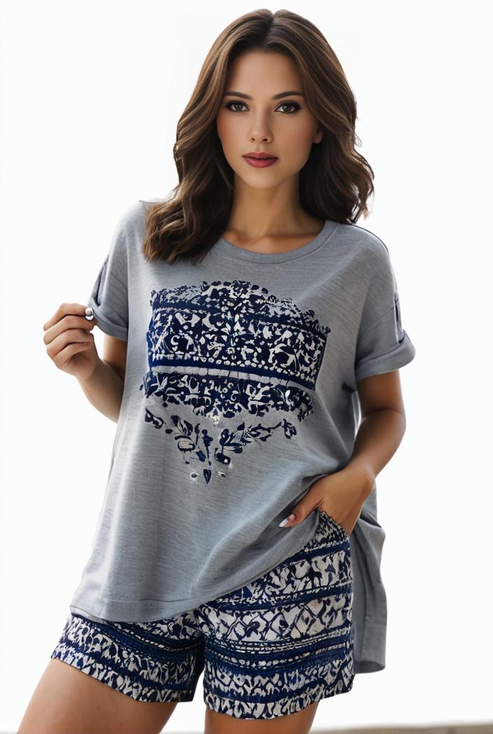 plus size casual pajama two piece set women s plus leopard heart print short sleeve tee shorts pajama 2 piece set 137788