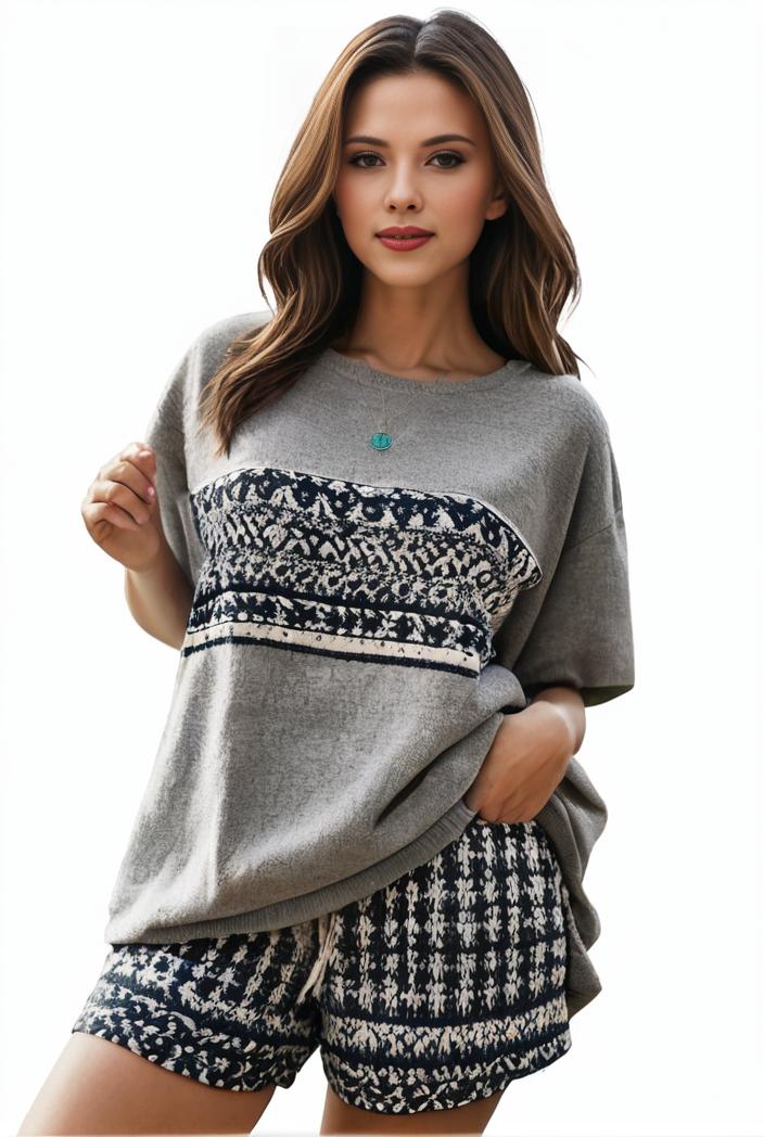 plus size casual pajama two piece set women s plus leopard heart print short sleeve tee shorts pajama 2 piece set 137790