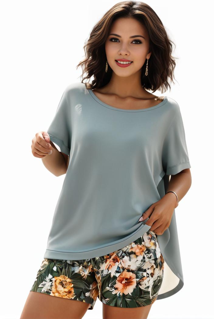 plus size casual pajama two piece set women s plus leopard heart print short sleeve tee shorts pajama 2 piece set 137820