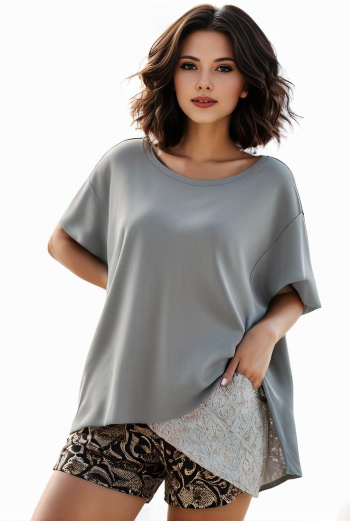 plus size casual pajama two piece set women s plus leopard heart print short sleeve tee shorts pajama 2 piece set 137824