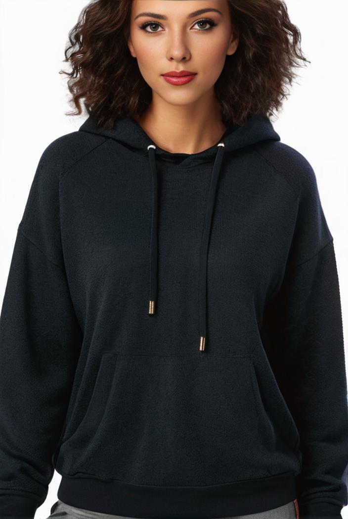 plus size casual sweatshirt women s plus solid waffle long sleeve drawstring hooded pullover sweatshirt with kangaroo pockets casual tops for fall winter women s clothing 138025