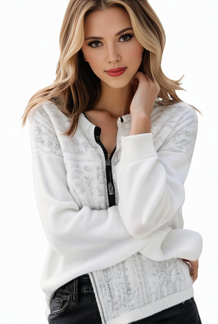 plus size casual top women s plus star print zip up long sleeve round neck slight stretch top 138444