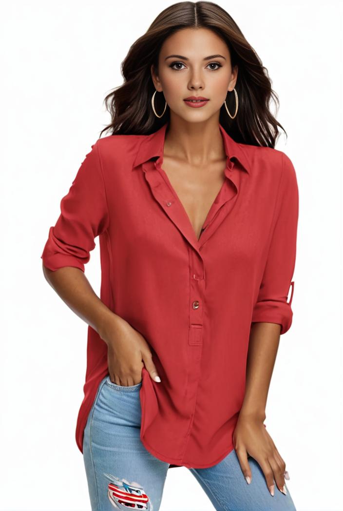 plus size formal shirt women s plus plain long sleeve turn down collar button up workwear shirt 139918