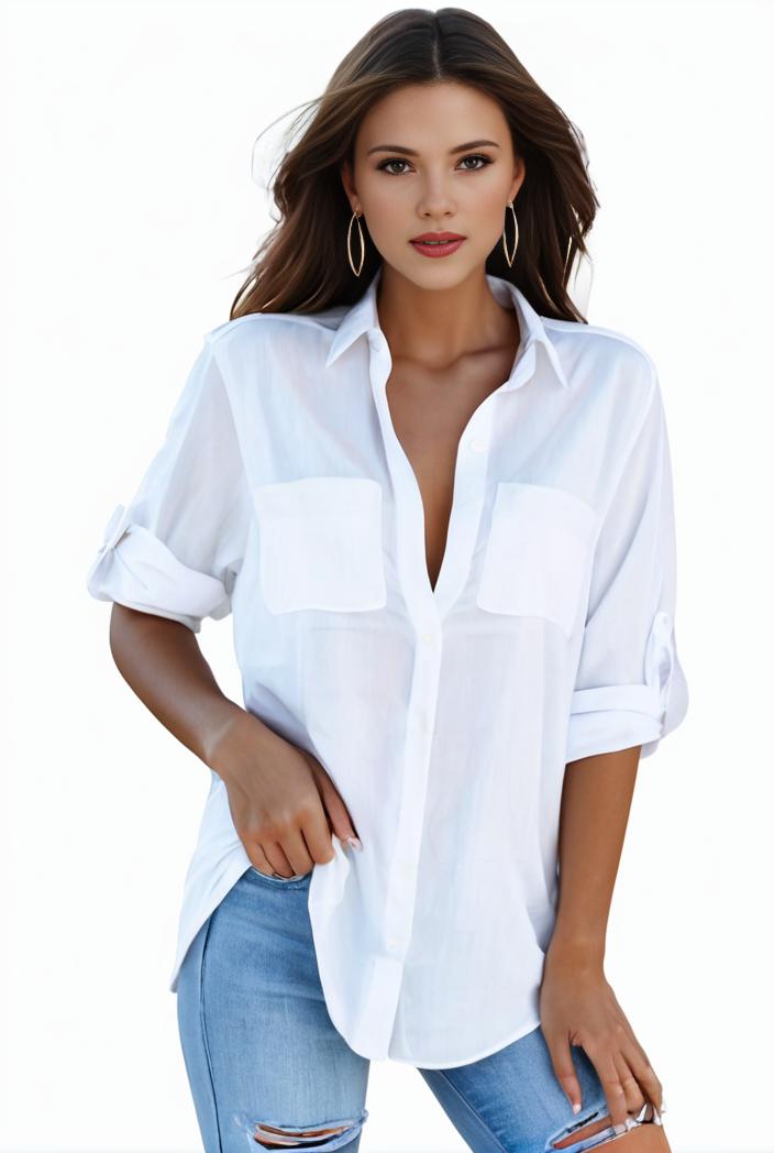 plus size formal shirt women s plus plain long sleeve turn down collar button up workwear shirt 139927