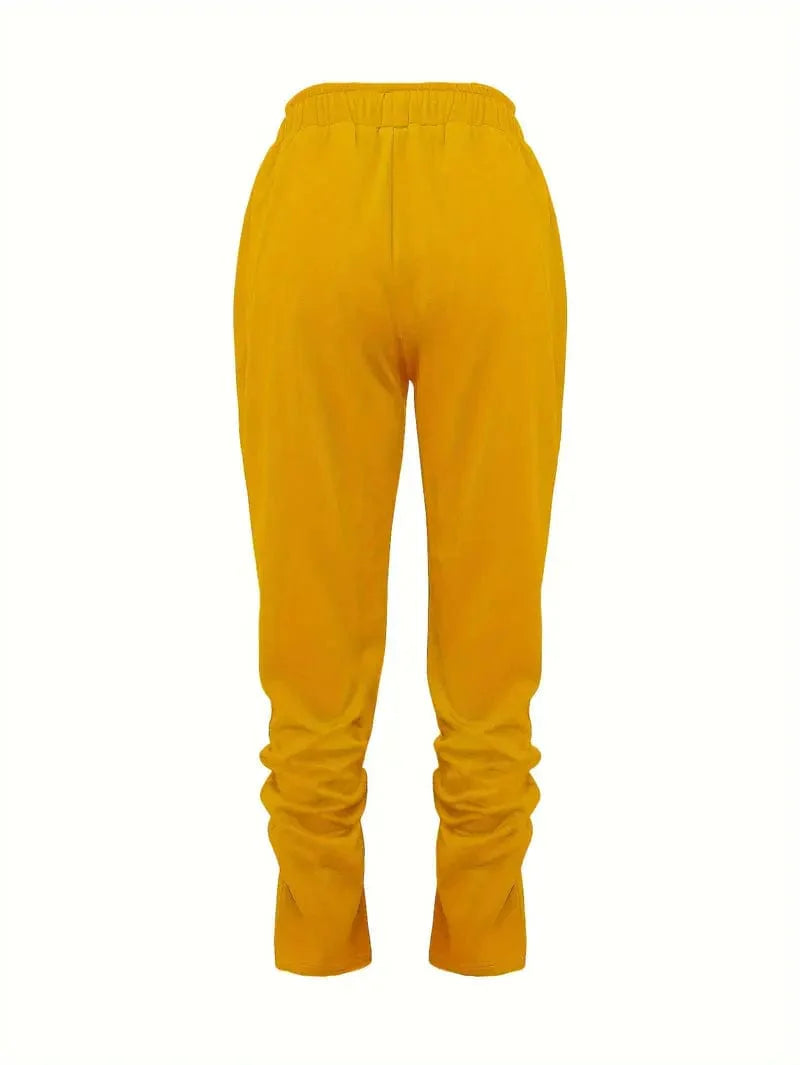 Long Drawstring Pants with Dual Pockets for Women's Fall & Winter Wear