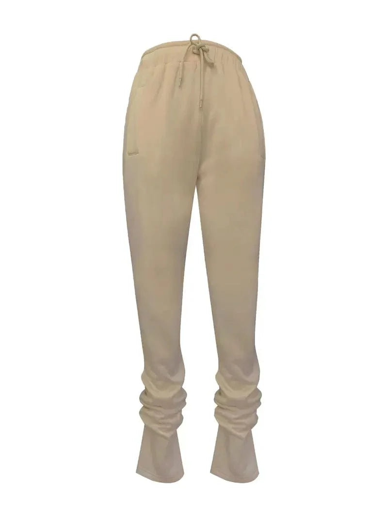 Long Drawstring Pants with Dual Pockets for Women's Fall & Winter Wear