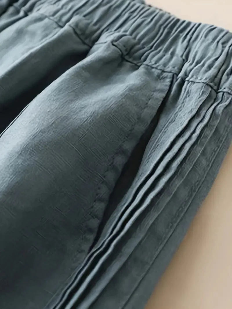 Relaxed Fit Wide-Leg Trousers with Stretchy Waistband for Spring & Summer, Women's Apparel