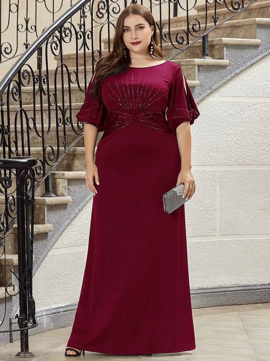 Elegant Plus Size Sparkling Bodycon Maxi Mermaid Evening Gown