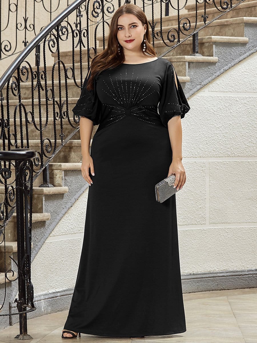 Elegant Plus Size Sparkling Bodycon Maxi Mermaid Evening Gown