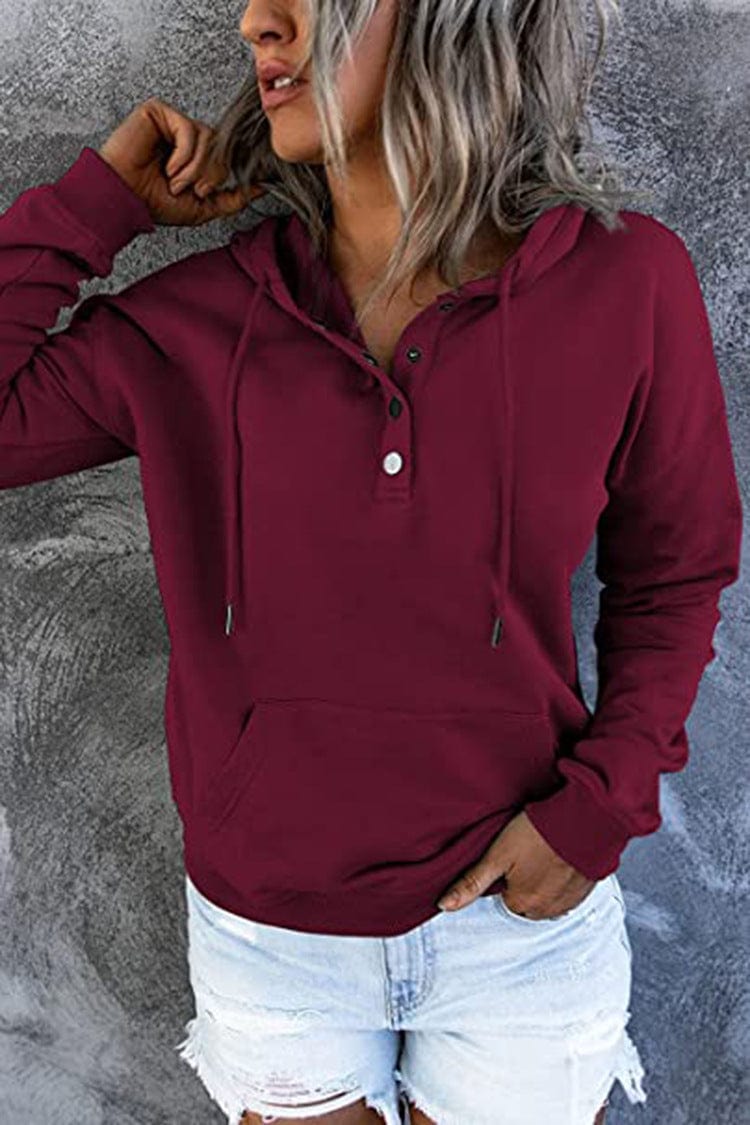 Women's Loose Casual Hooded Drawstring Pocket Sweatshirt Long Sleeve