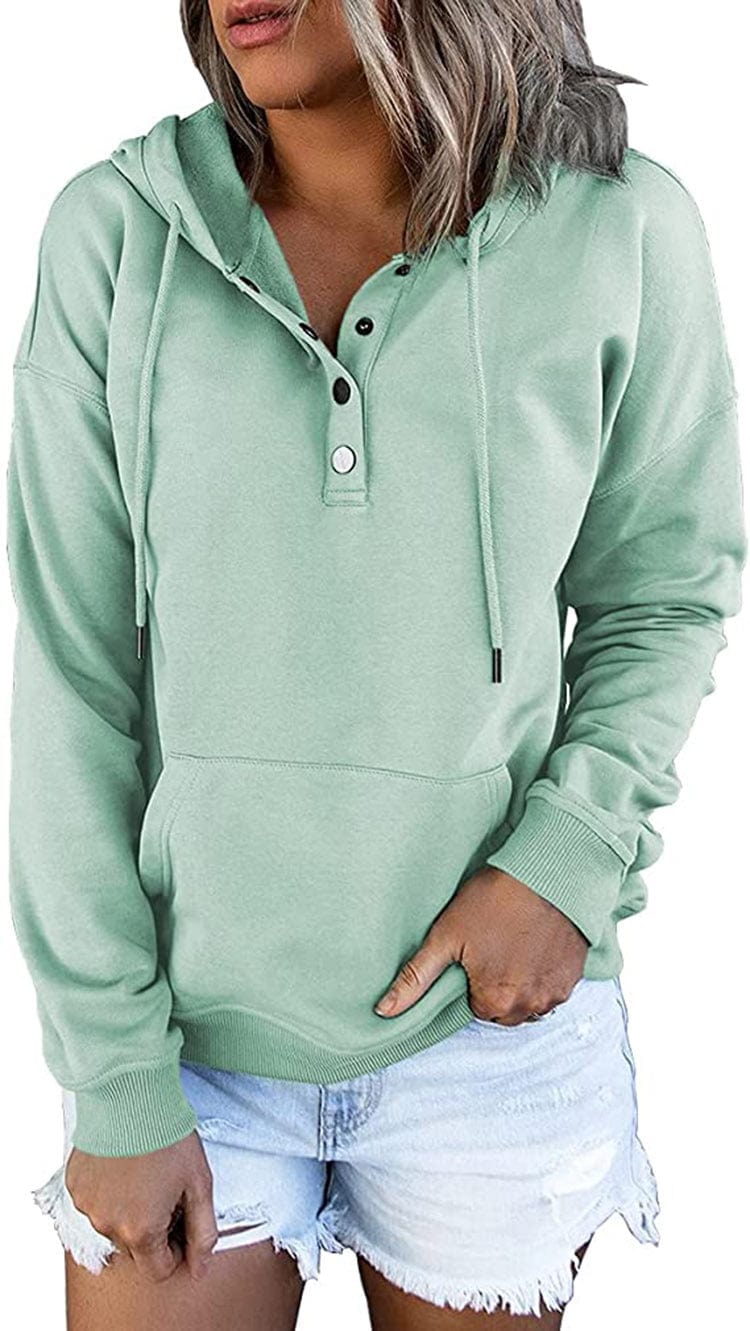 Women's Loose Casual Hooded Drawstring Pocket Sweatshirt Long Sleeve