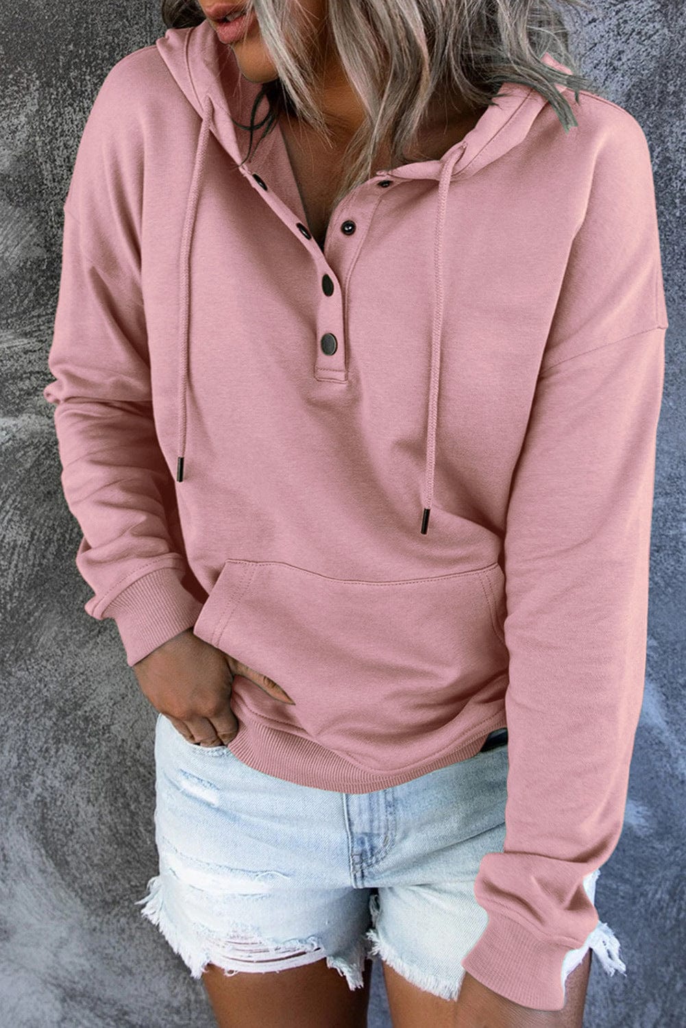 Women's Loose Casual Hooded Drawstring Pocket Sweatshirt Long Sleeve