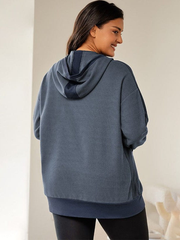 Casual Waffle Hooded Zip-Up Sweatshirt for Women