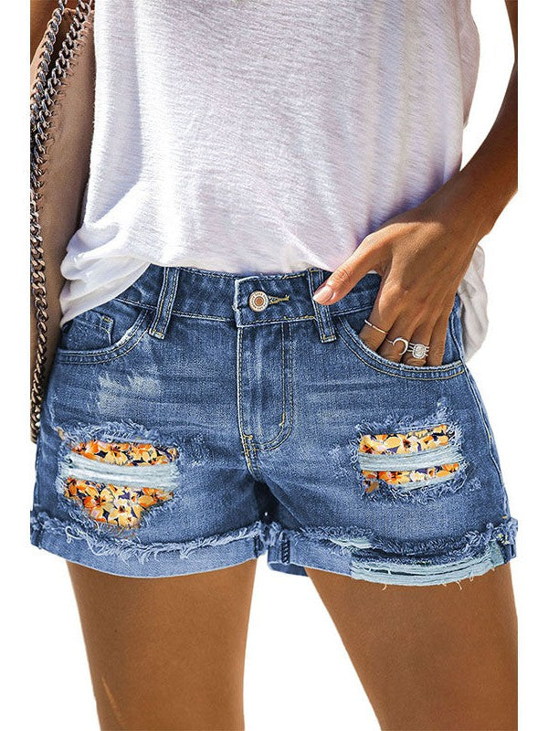 Women's High Waist Frayed Denim Shorts - Stylish Straight-leg Jeans