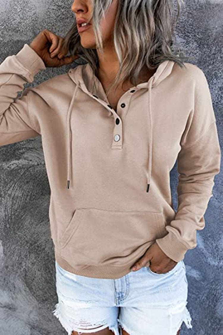 Women's Loose Casual Hooded Drawstring Pocket Sweatshirt Long Sleeve