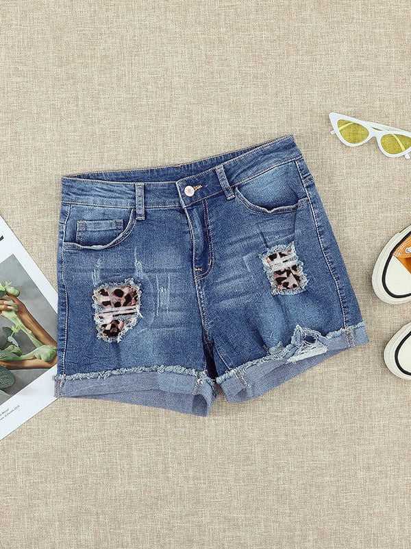 Women's High Waist Frayed Denim Shorts - Stylish Straight-leg Jeans