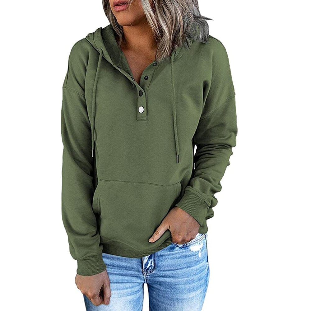 Women's Loose Casual Hooded Drawstring Pocket Sweatshirt Long Sleeve