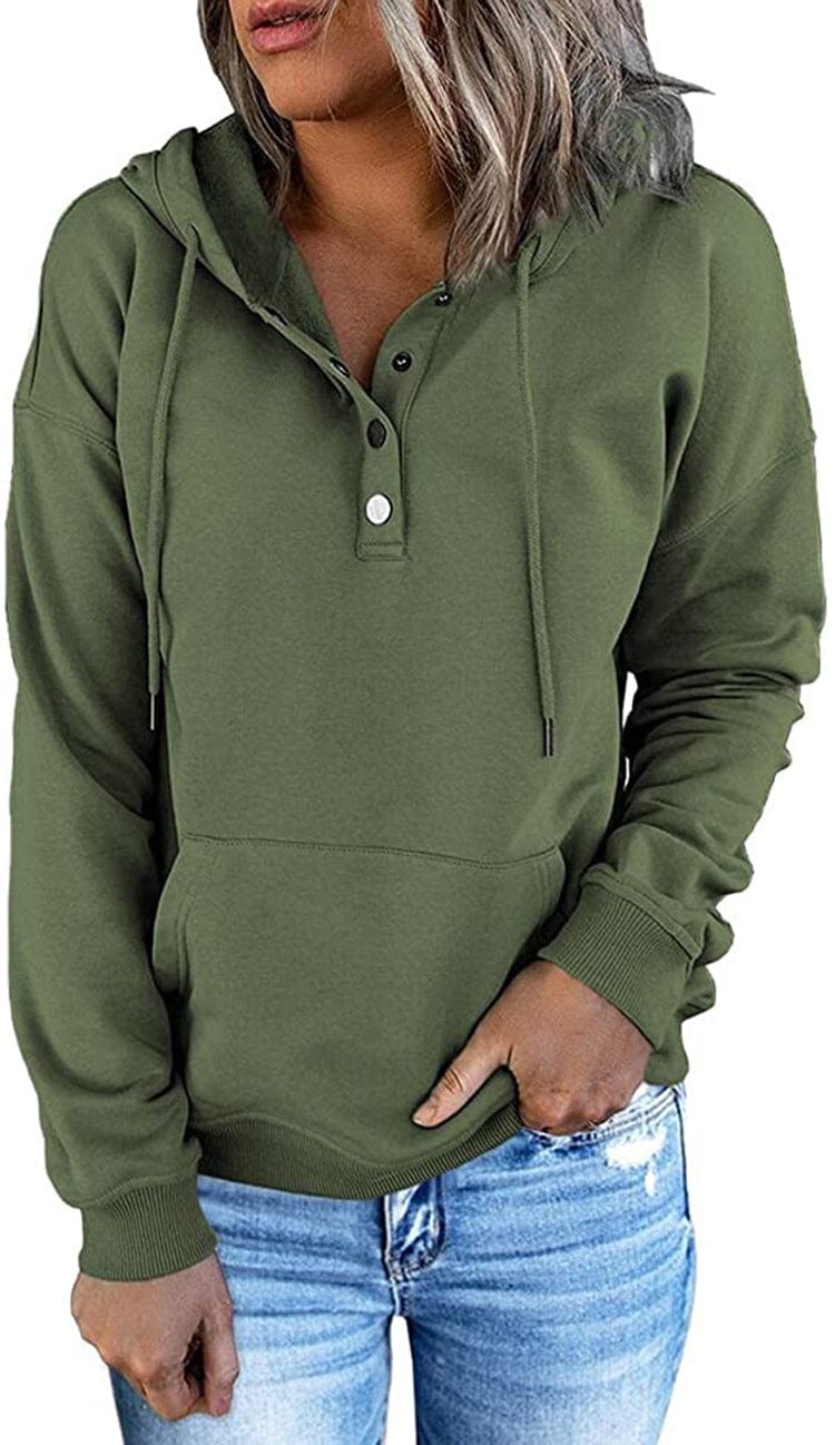 Women's Loose Casual Hooded Drawstring Pocket Sweatshirt Long Sleeve