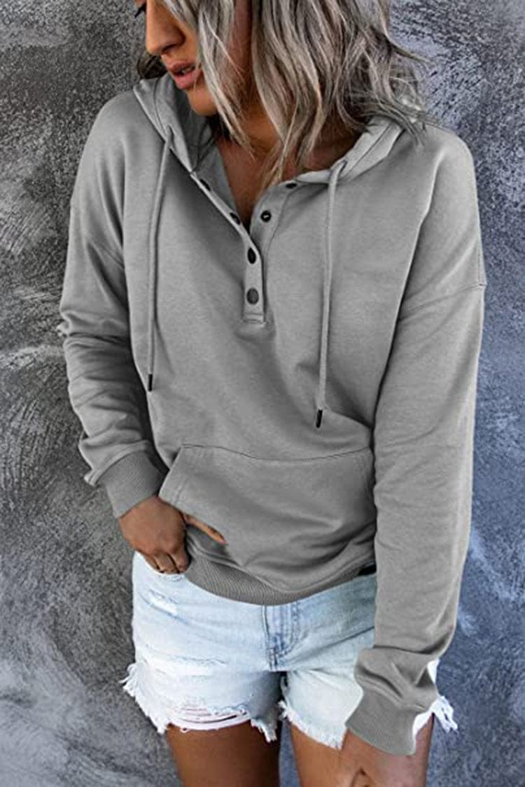 Women's Loose Casual Hooded Drawstring Pocket Sweatshirt Long Sleeve
