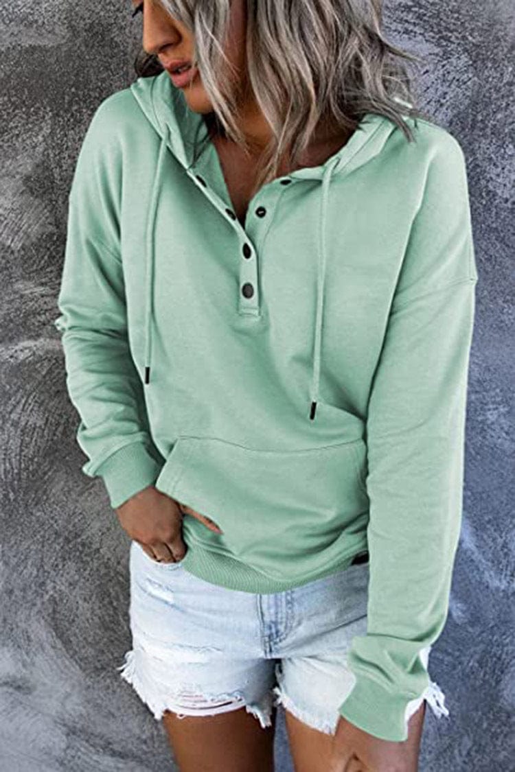 Women's Loose Casual Hooded Drawstring Pocket Sweatshirt Long Sleeve