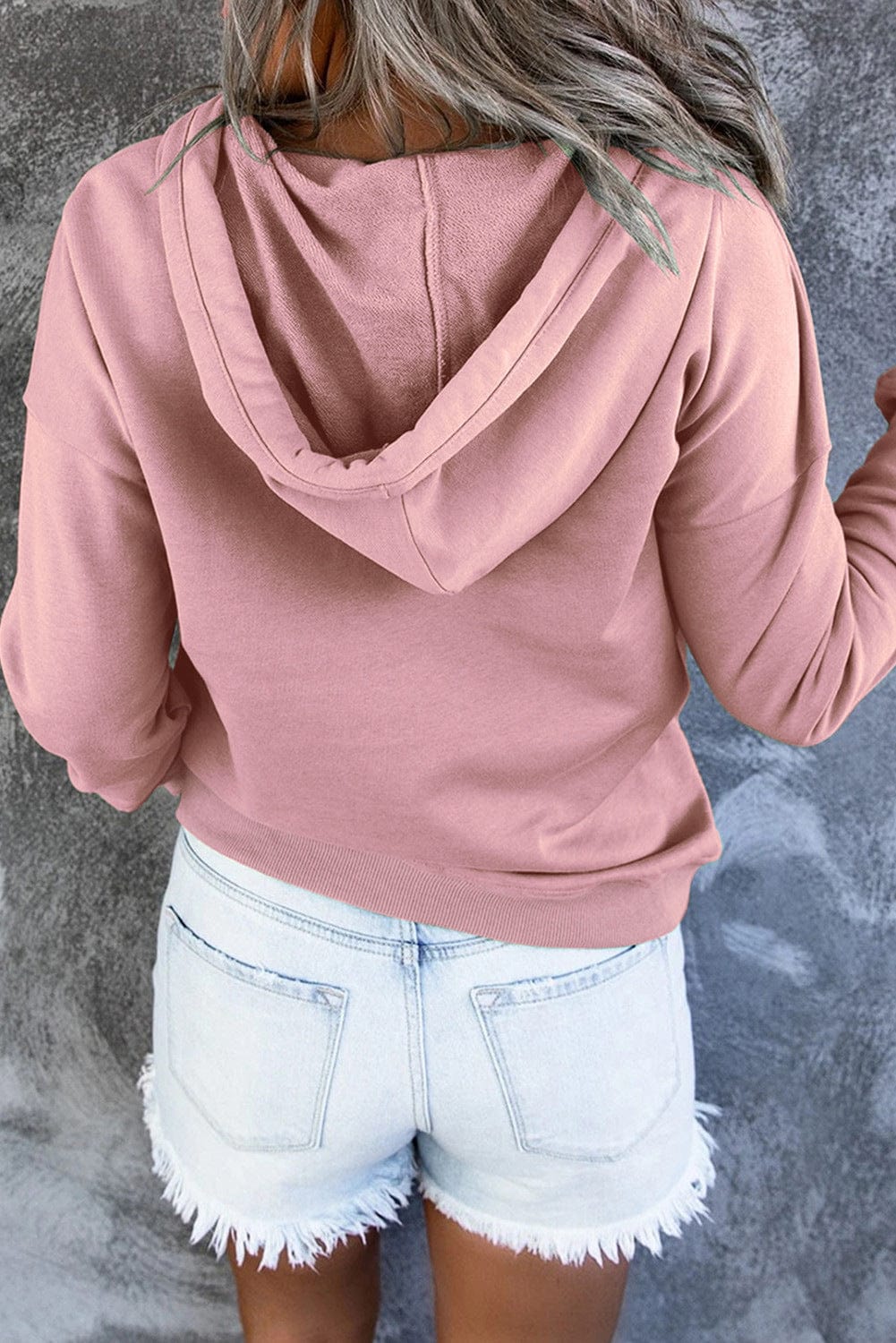 Women's Loose Casual Hooded Drawstring Pocket Sweatshirt Long Sleeve