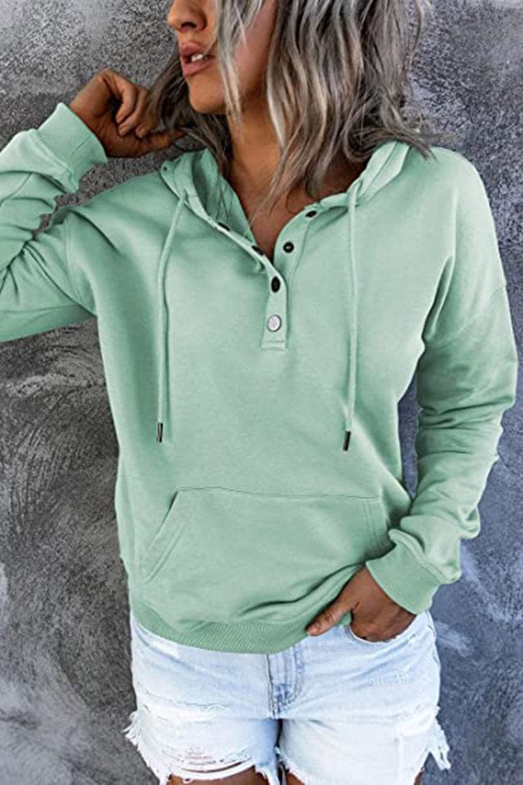Women's Loose Casual Hooded Drawstring Pocket Sweatshirt Long Sleeve