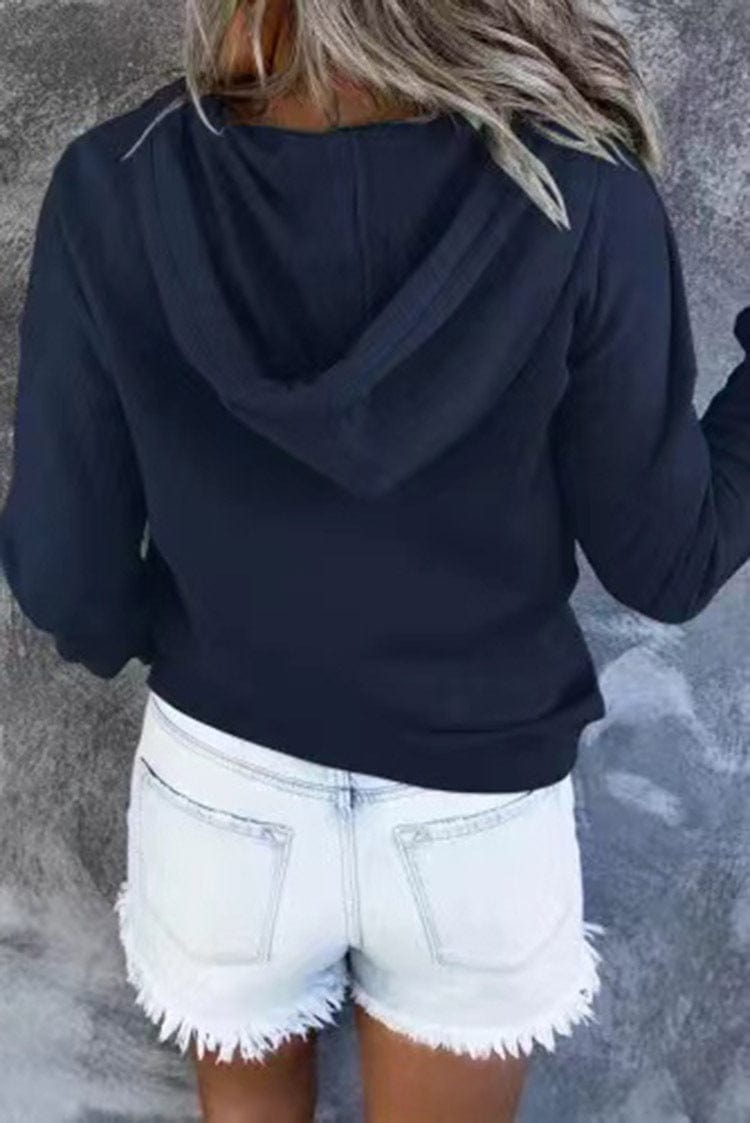 Women's Loose Casual Hooded Drawstring Pocket Sweatshirt Long Sleeve