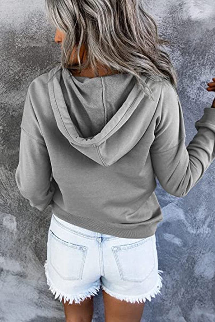 Women's Loose Casual Hooded Drawstring Pocket Sweatshirt Long Sleeve