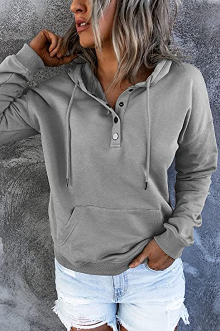 Women's Loose Casual Hooded Drawstring Pocket Sweatshirt Long Sleeve