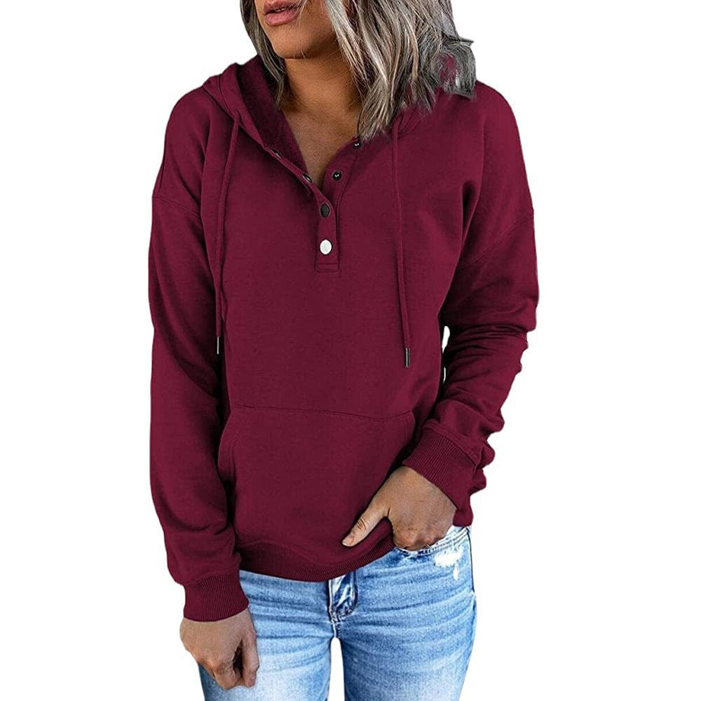 Women's Loose Casual Hooded Drawstring Pocket Sweatshirt Long Sleeve