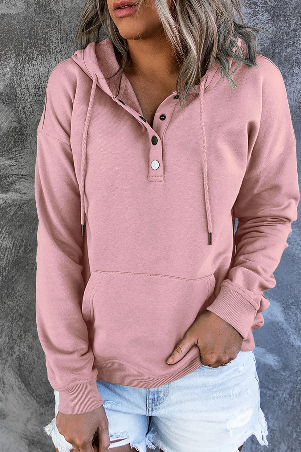 Women's Loose Casual Hooded Drawstring Pocket Sweatshirt Long Sleeve