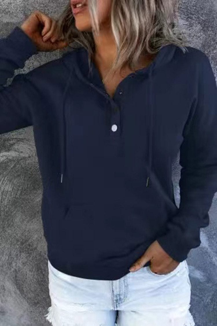 Women's Loose Casual Hooded Drawstring Pocket Sweatshirt Long Sleeve