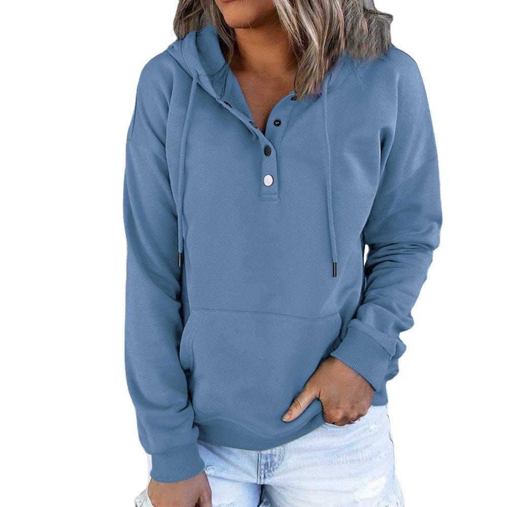 Women's Loose Casual Hooded Drawstring Pocket Sweatshirt Long Sleeve